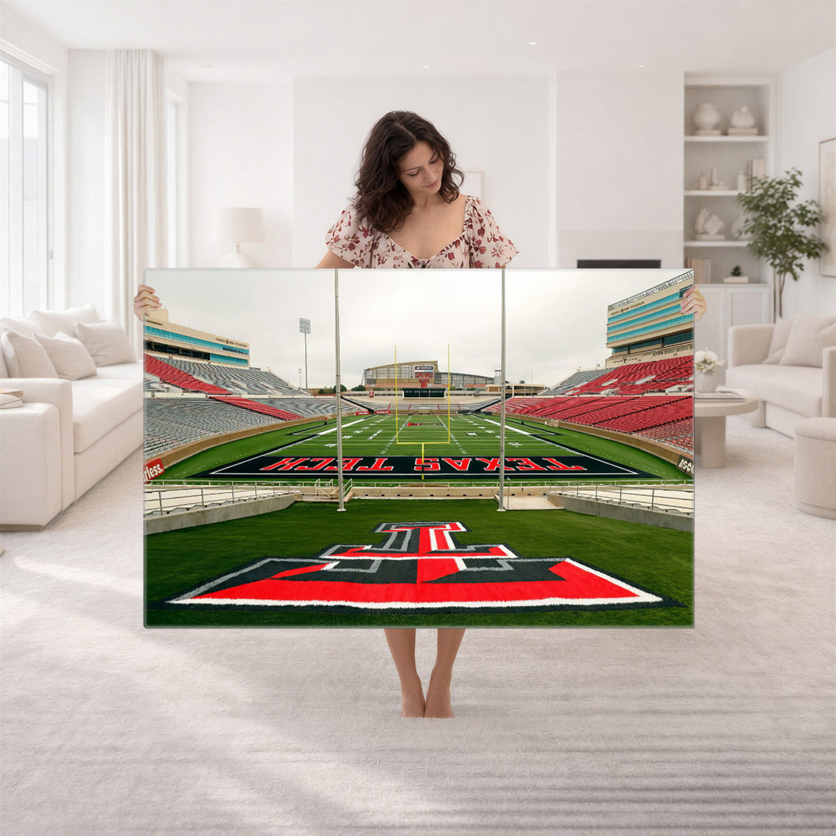 43169-PAN-FL-20X10 - Texas Tech Red Raiders Football Team Print - Lubbock Jones AT&T Stadium Wall Art Canvas Print