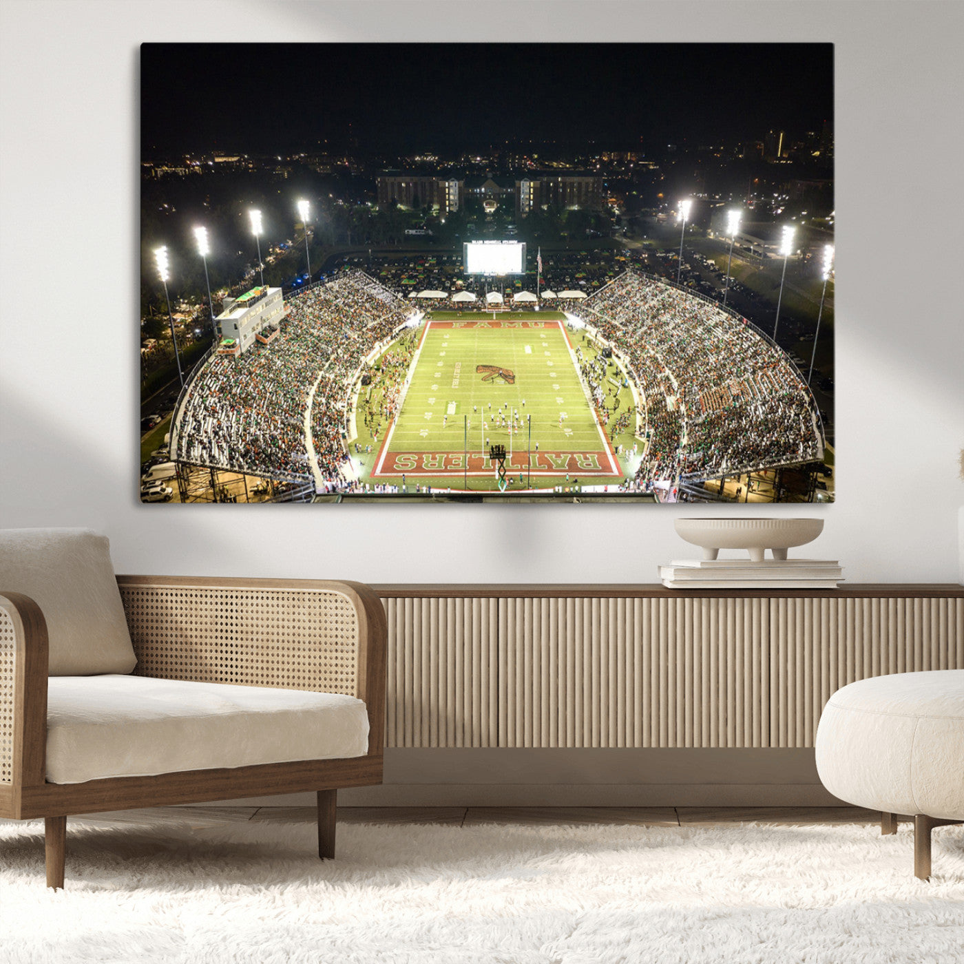 70951-MGV-CV-36X24-Florida A&M Rattlers Football Team Print - Tallahassee Bragg Memorial Stadium Wall Art Canvas Print