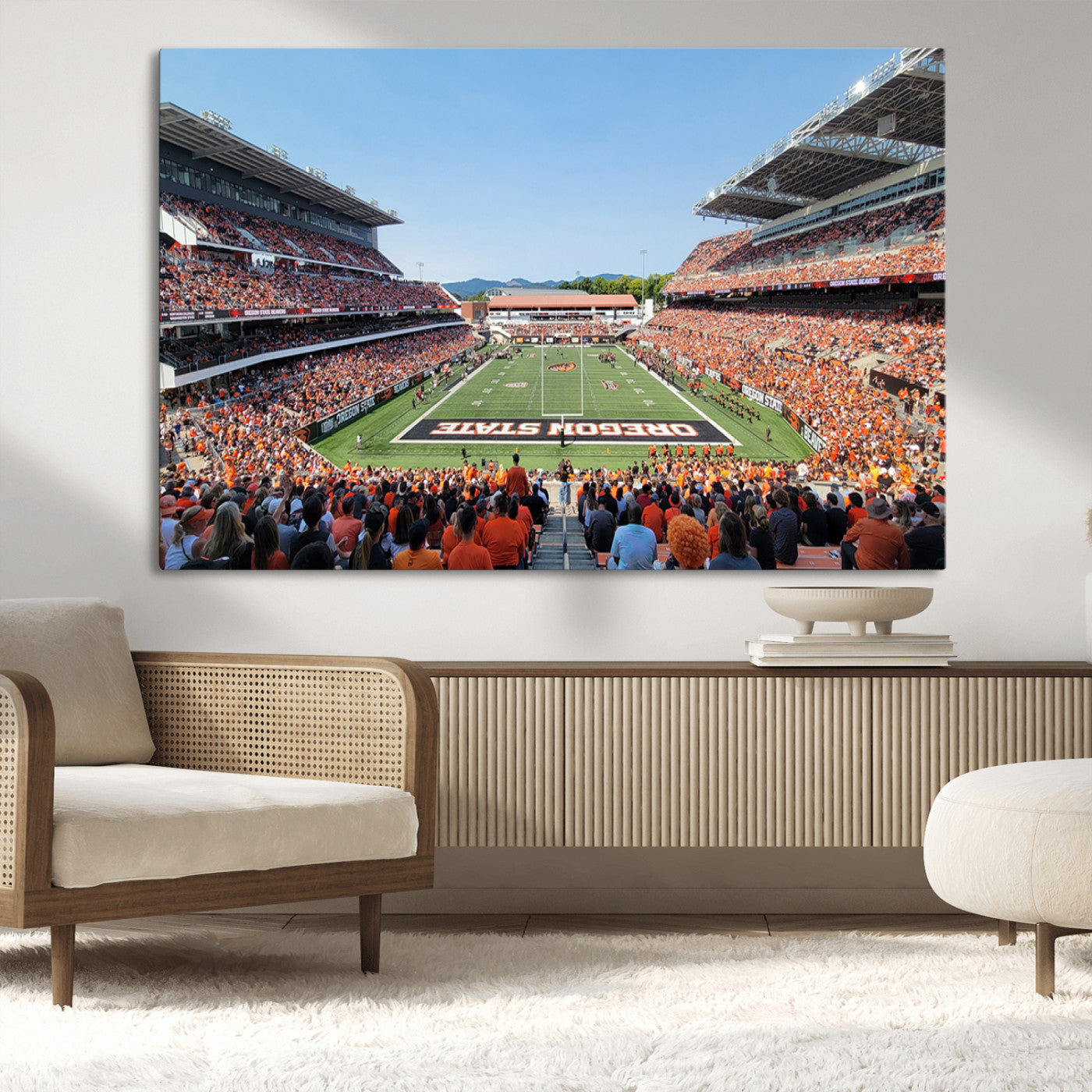 35211-MGV-CV-36X24-Oregon State Beavers Football Team Print - Corvallis Reser Stadium Wall Art Canvas Print