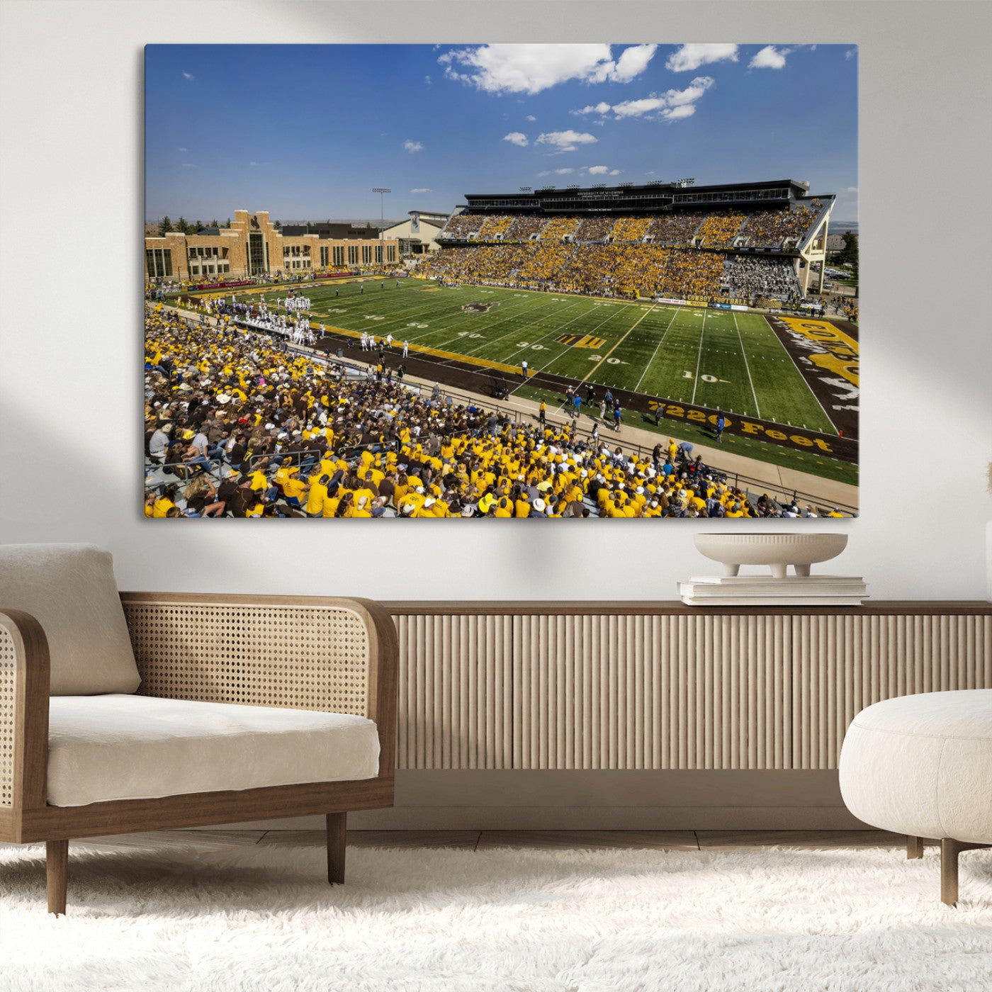 75112-MGV-CV-36X24-University of Wyoming Cowboys Football Team Print - Laramie Jonah Field War Memorial Stadium Wall