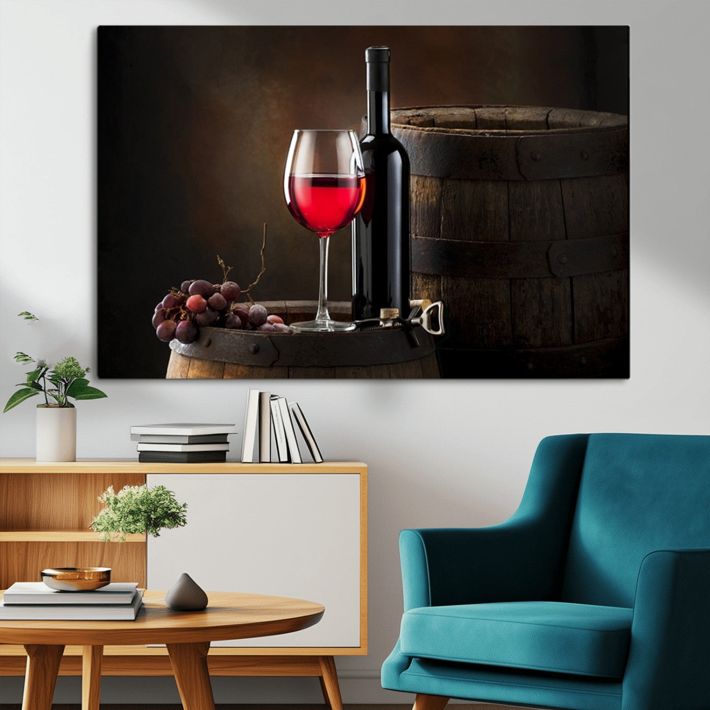 -Red Wine and Bottle Canvas Print