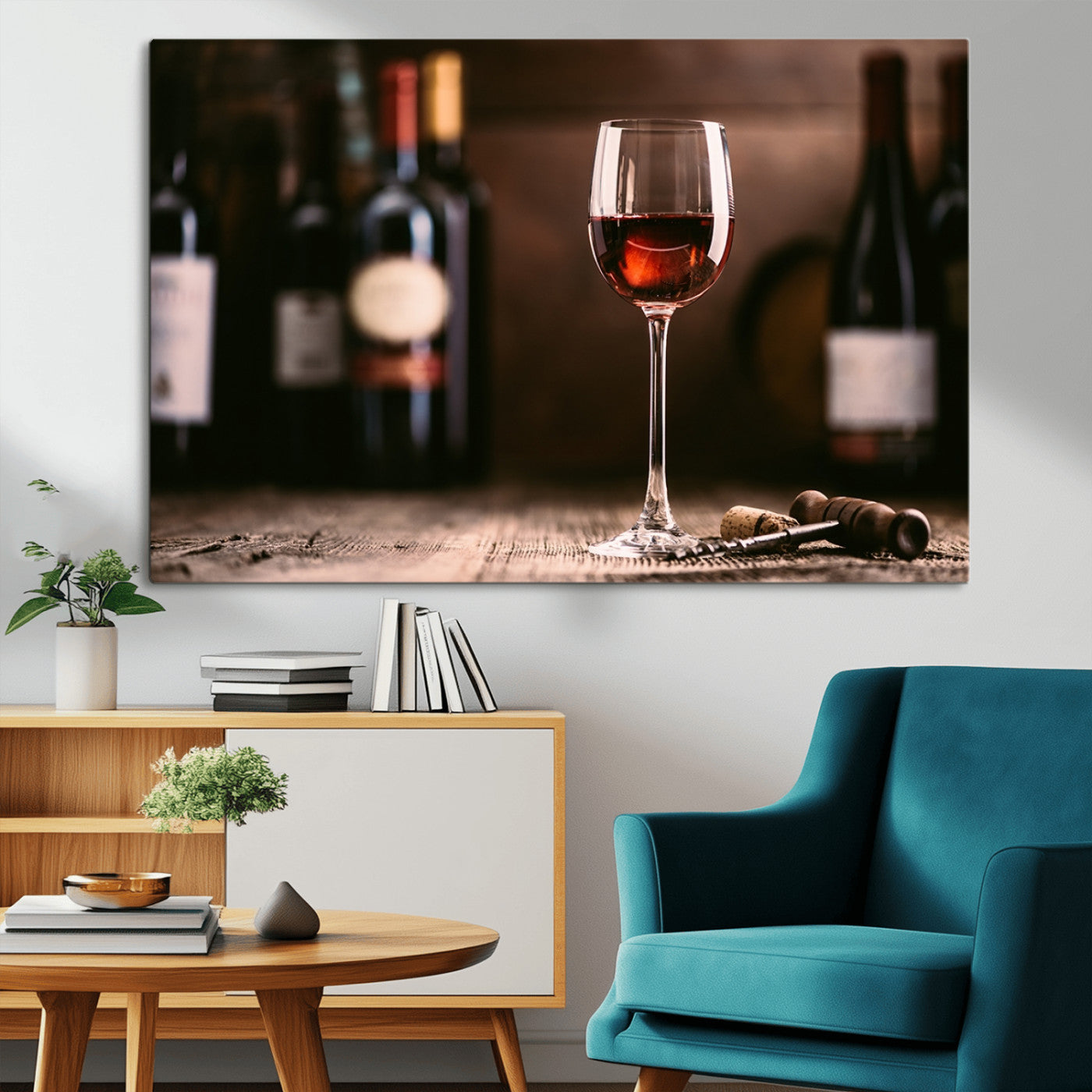 -Red Wine and Bottle Canvas Print