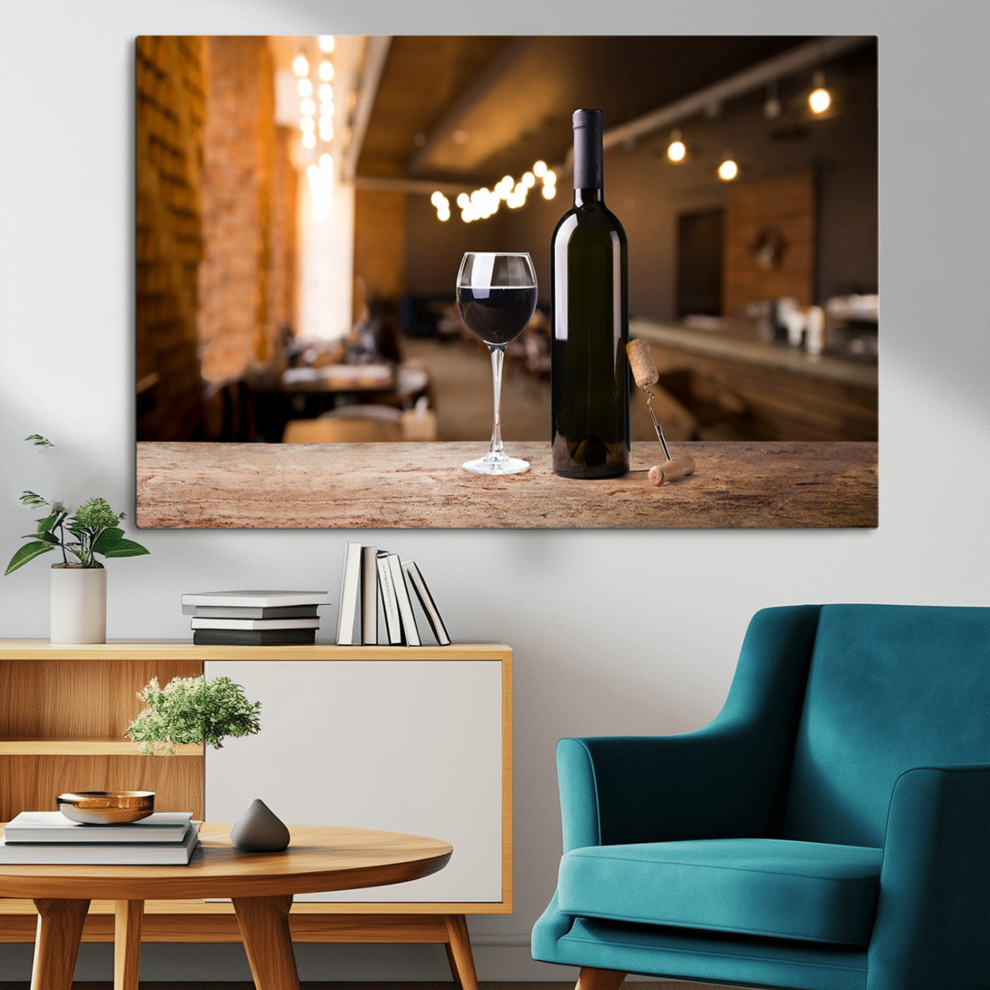 -Wine and Bottle Wall Art Canvas Print