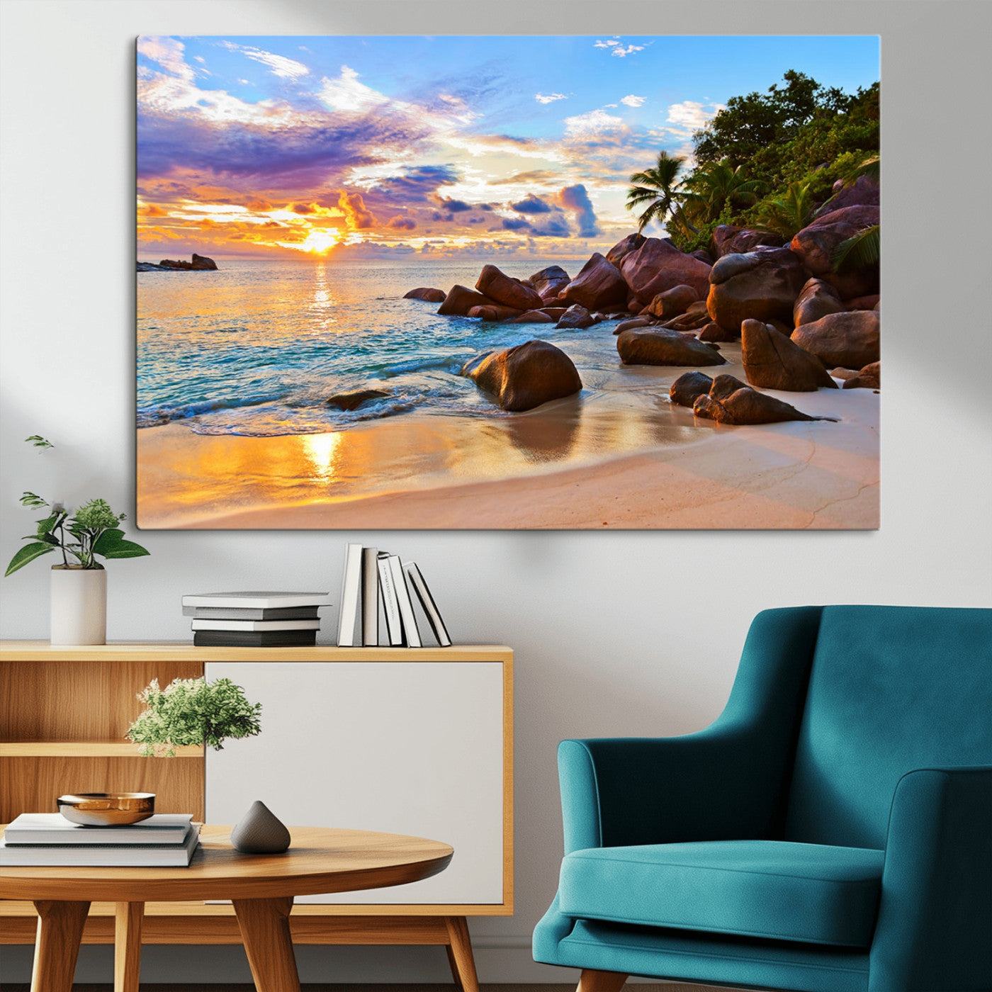 -Tropical Island Beach Sunset Canvas Print