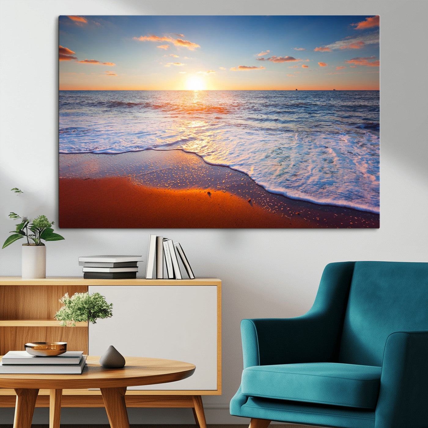 96736-MGV-CV-36X24-Ocean Beach Canvas Wall Art Beach Canvas, Coastal Sunset Tropical Island Beach Sunset Artwork Print