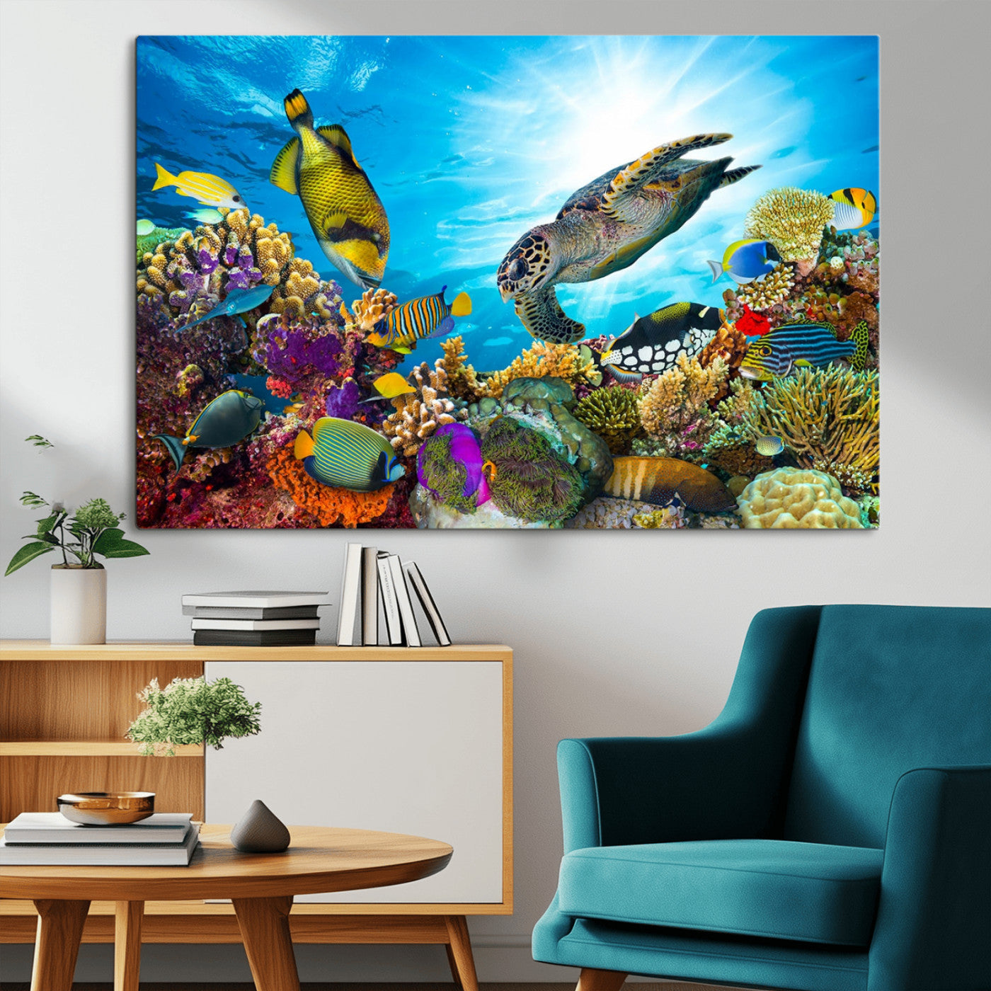 15252-MGV-CV-36X24-Aquatic Life Sea Turtles Fish Wall Art Canvas Print