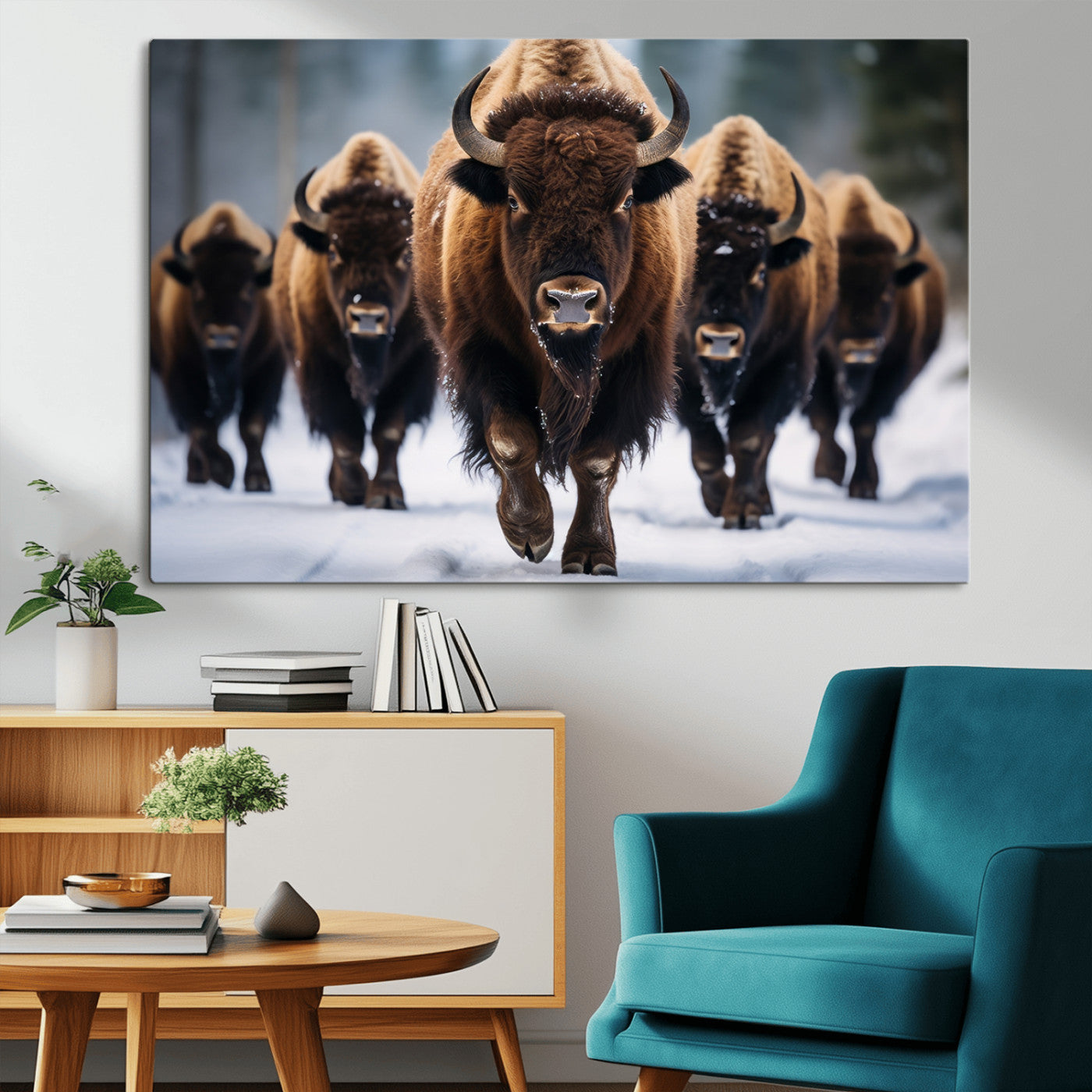 89854-MGV-CV-36X24-Buffalo Wall Art Canvas Print, American Bison Herd Wall Art Canvas Print - Bison Canvas Print