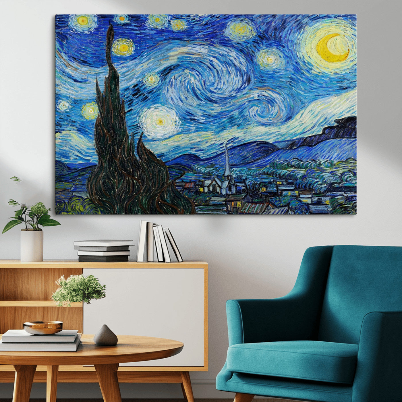 39177-MGV-CV-36X24-Vincent Van Gogh The Starry Night Abstract Wall Art Canvas Print