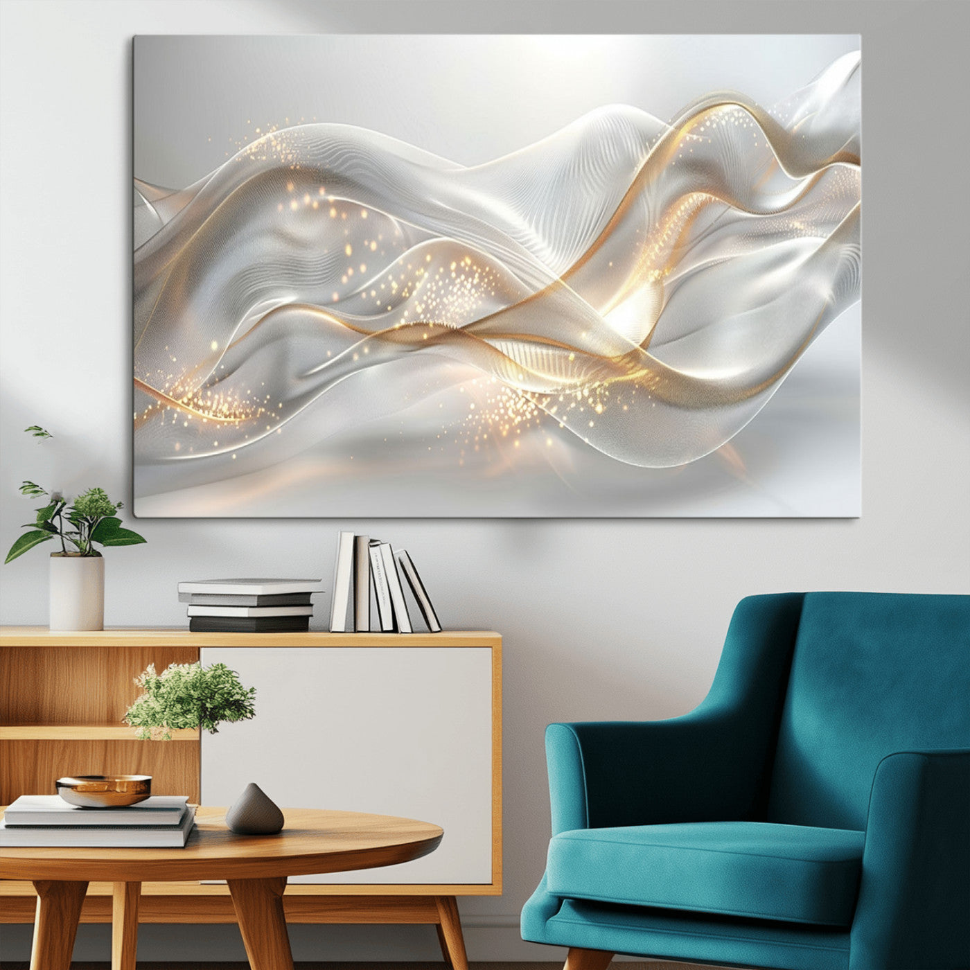 Lines2-MGV-CV-36X24-Abstract art Grey and Gold Lines Wall Art
