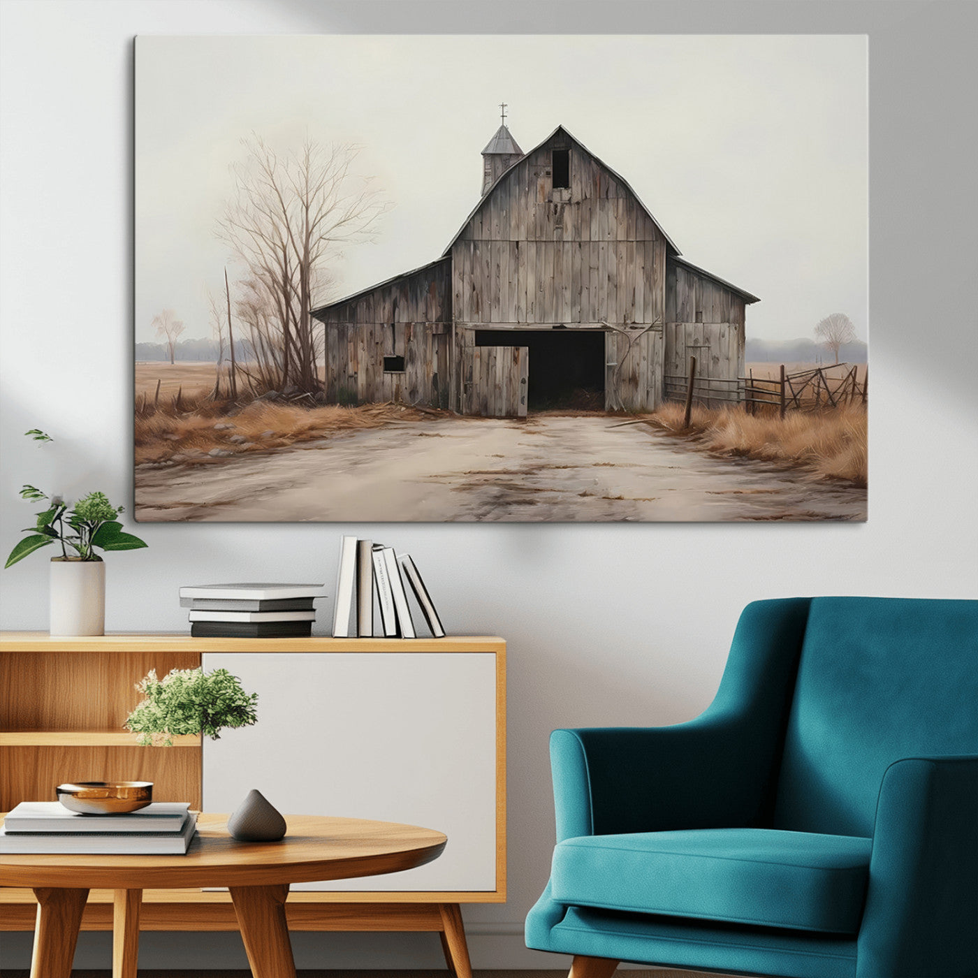 11602-MGV-CV-36X24-Farmhouse Rustic Barn Wall Art Canvas Print – Framed and Ready to Hang – Perfect Addition to