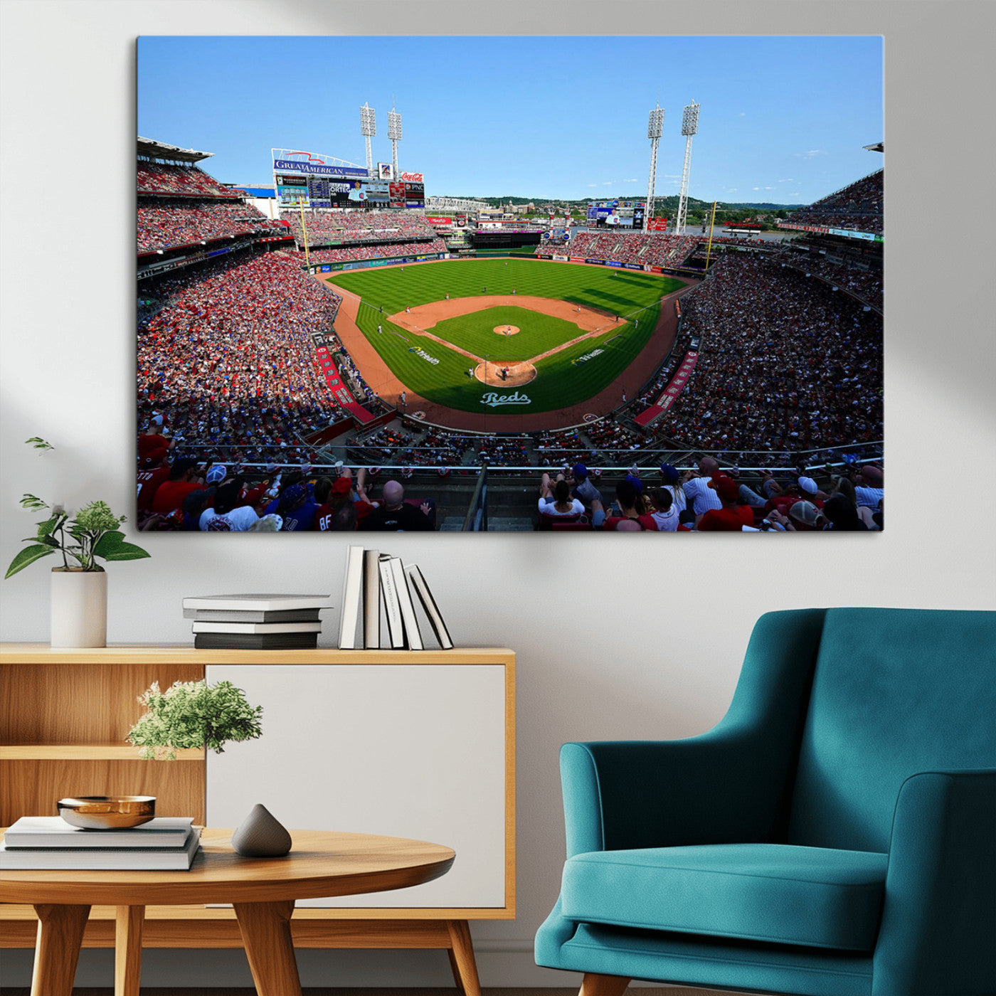 90998-MGV-CV-36X24-Cincinnati Reds Baseball Canvas Print - Great American Ball Park Stadium Wall Art Canvas Print