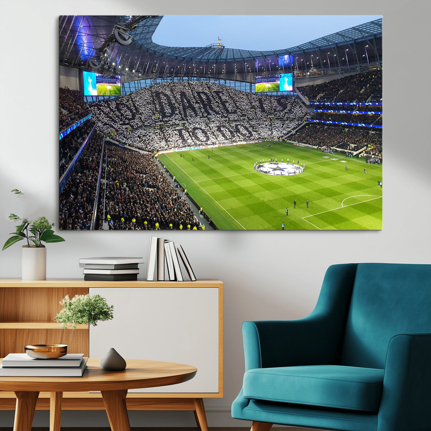 -Tottenham Hotspur Stadium Canvas Print, Match Day Triple Canvas Wall Art - Premier League Football