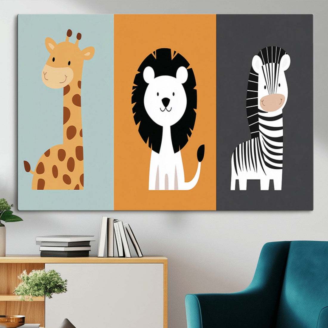 Boho Jungle Animal Nursery Wall Art Prints, Safari Decor in Earth Tones