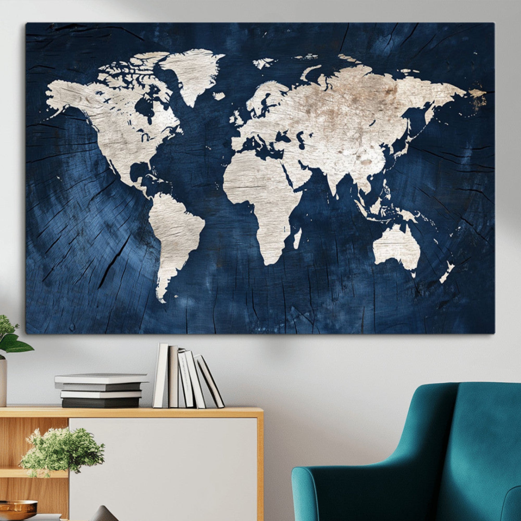 78104-MGV-CV-36X24-Push Pin World Map Canvas Print – Travel Tracker Wall Art for Couples, Perfect Anniversary Gift for Home or Office Decor