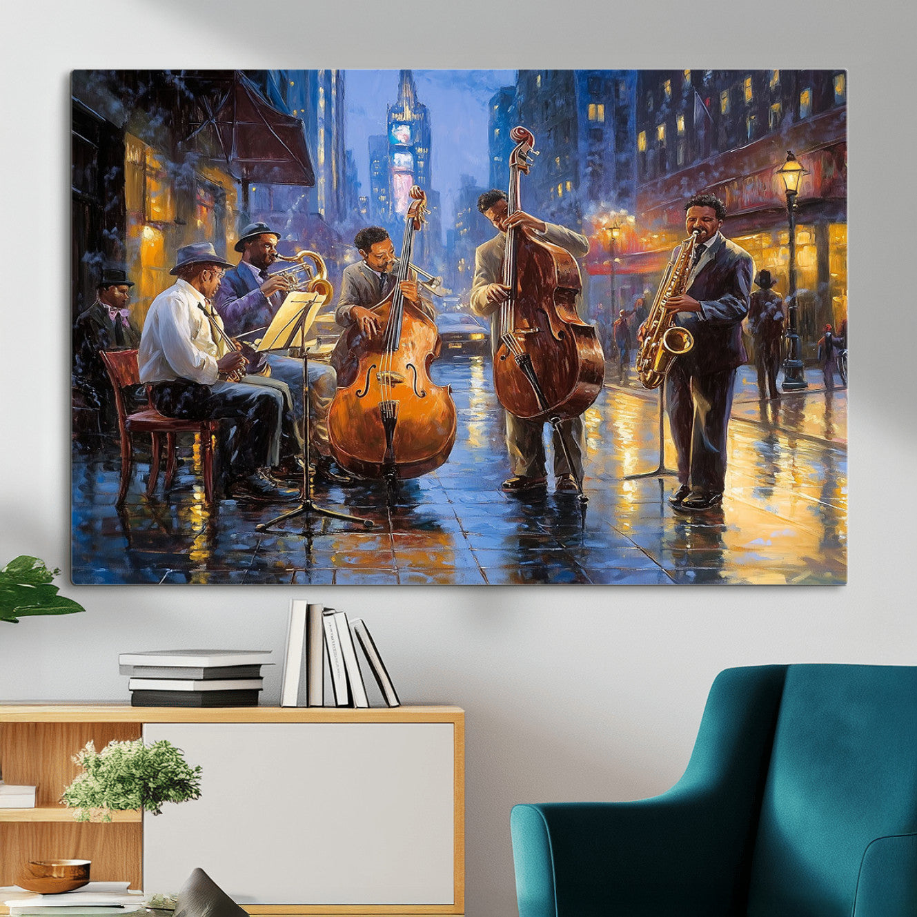 58694-MGV-CV-36X24 - Colorful Jazz Wall Art - African American Music Canvas Print - Framed Abstract Music Poster for Home