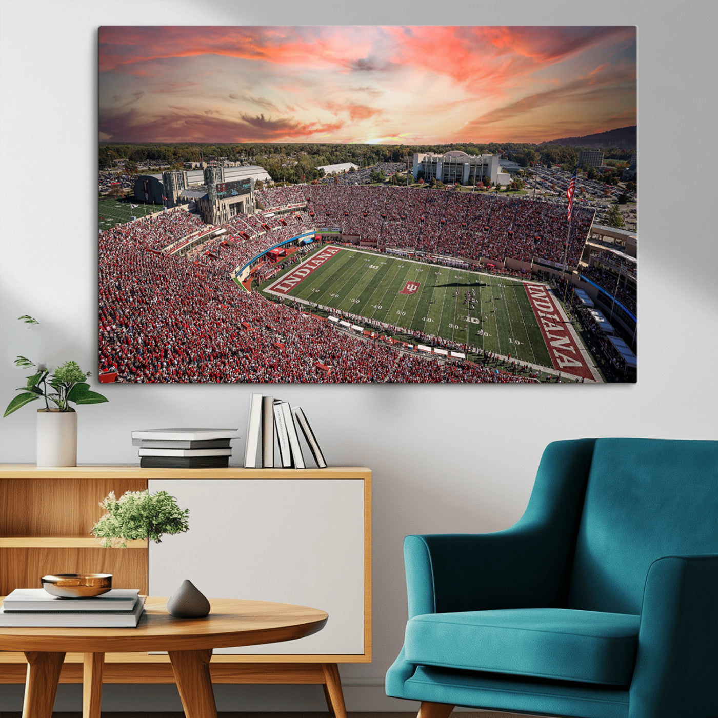 51135-MGV-CV-36X24-Indiana Memorial Stadium Wall Art Canvas Print, Framed Studium Canvas Art, Indiana Memorial Stadium