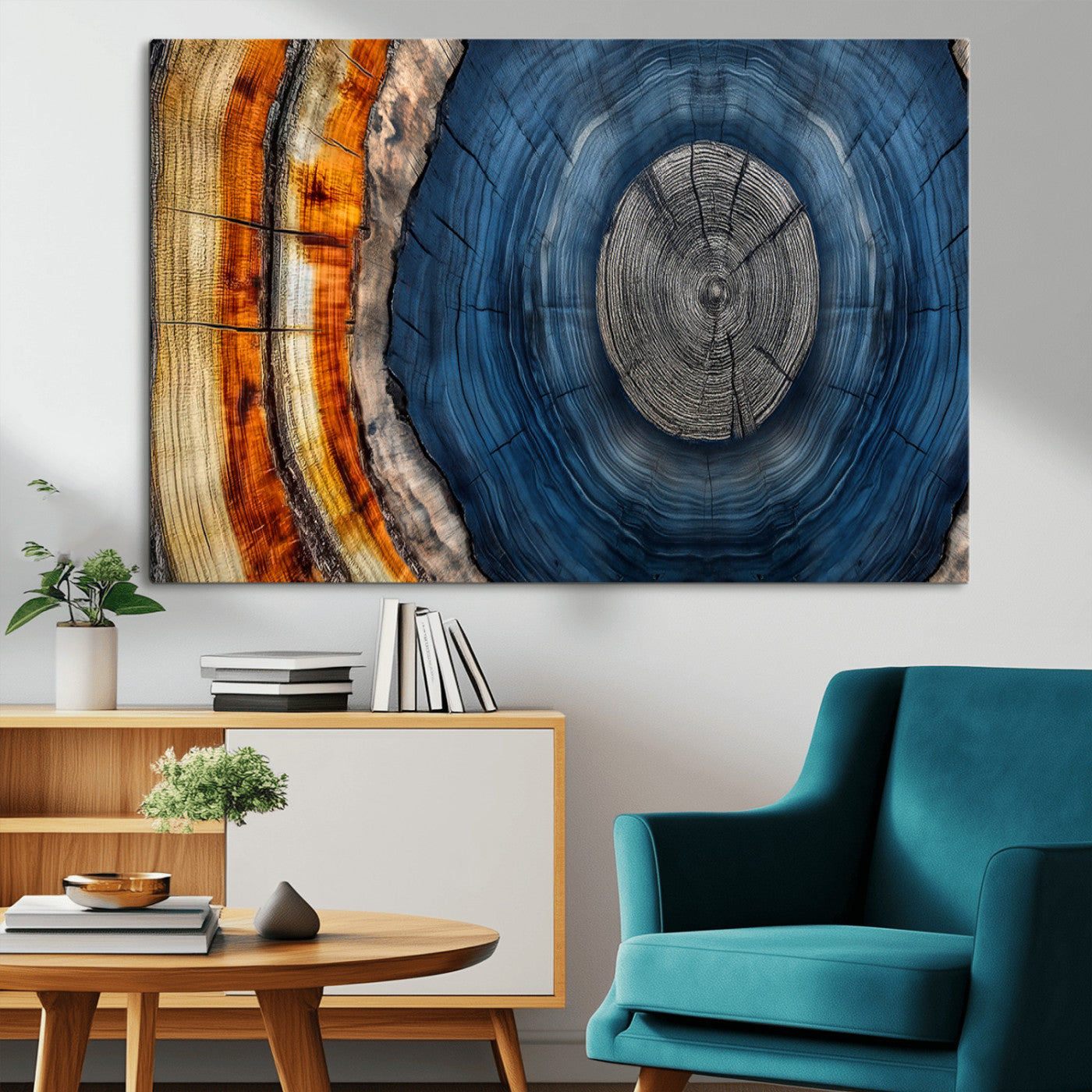 79754215-MGV-CV-36X24-Abstract Tree Rings Wall Art Canvas Print - Wood Grain Rings Artwork Print - Nature Woodland Modern