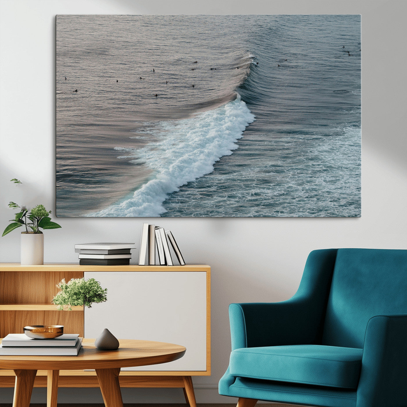 -Ocean Waves Wall Art Canvas Print – Framed Coastal Serenity Surf Nature Scene Artwork for Home Office