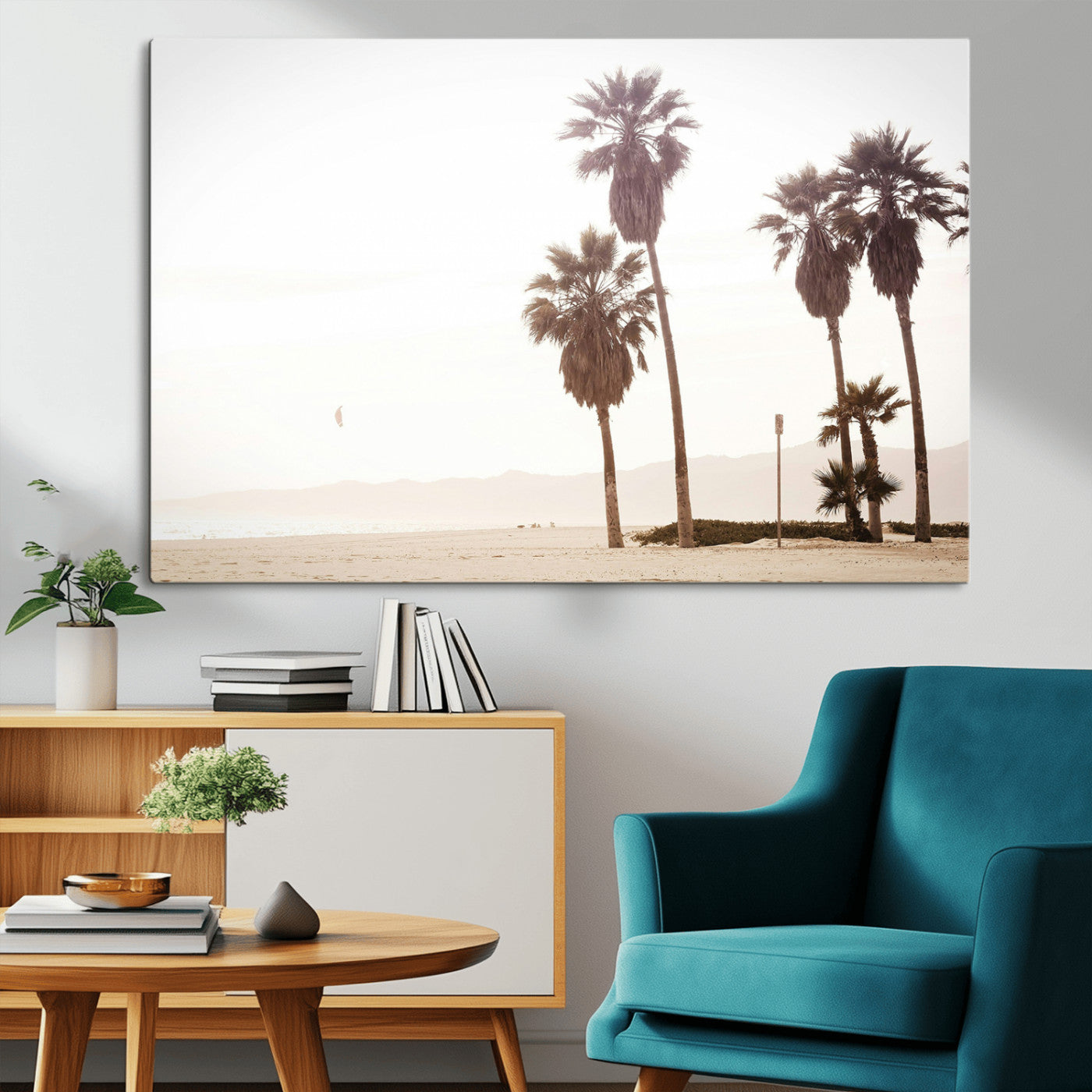 -Coastal Light Wall Art Canvas Print – Relaxing Shoreline Minimalist Ocean Tropical Serenity Artwork for Home, Office