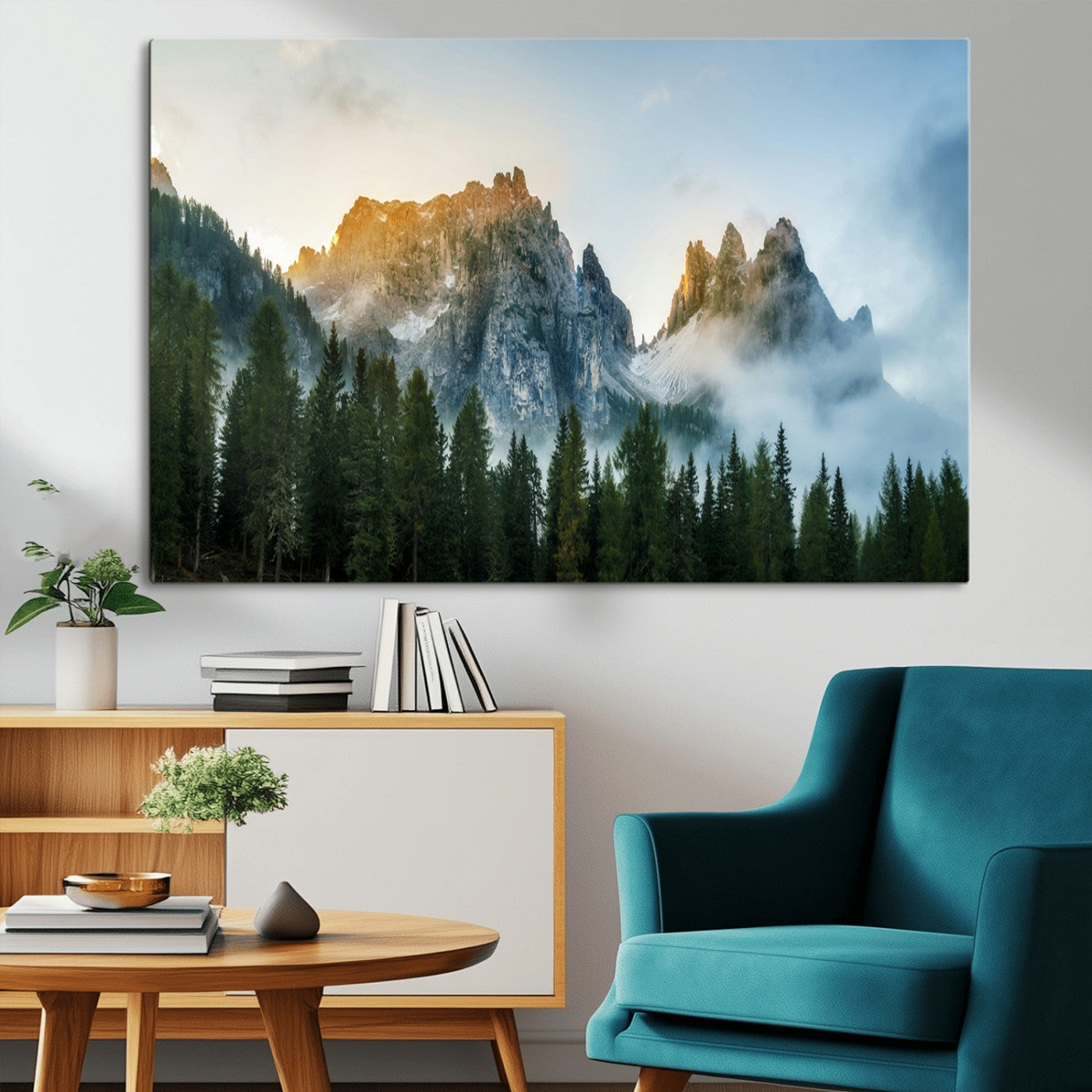21145440-MGV-CV-36X24-Wilderness Wall Art Canvas Print – Misty Forest Nature Landscape Photography Rustic Scenic Artwork for Home, Office