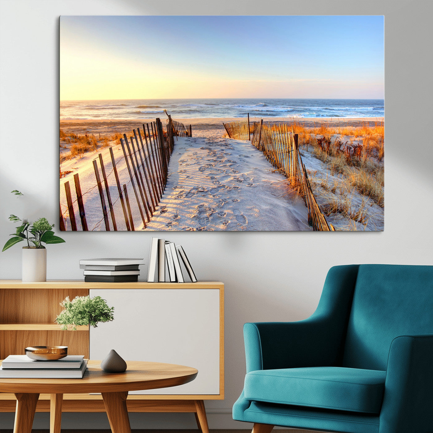 73351887-MGV-CV-36X24-Ocean Sunset Wall Art Canvas Print – Nautical Beach Photography Summer Coastal Serenity Artwork for Home, Office