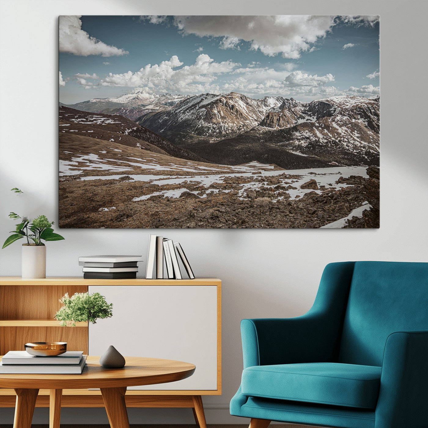 44565953-MGV-CV-36X24-Mountain Landscape Wall Art Canvas Print – Framed Snowy Peaks Rugged Highlands Nature Scene Artwork for Home Office