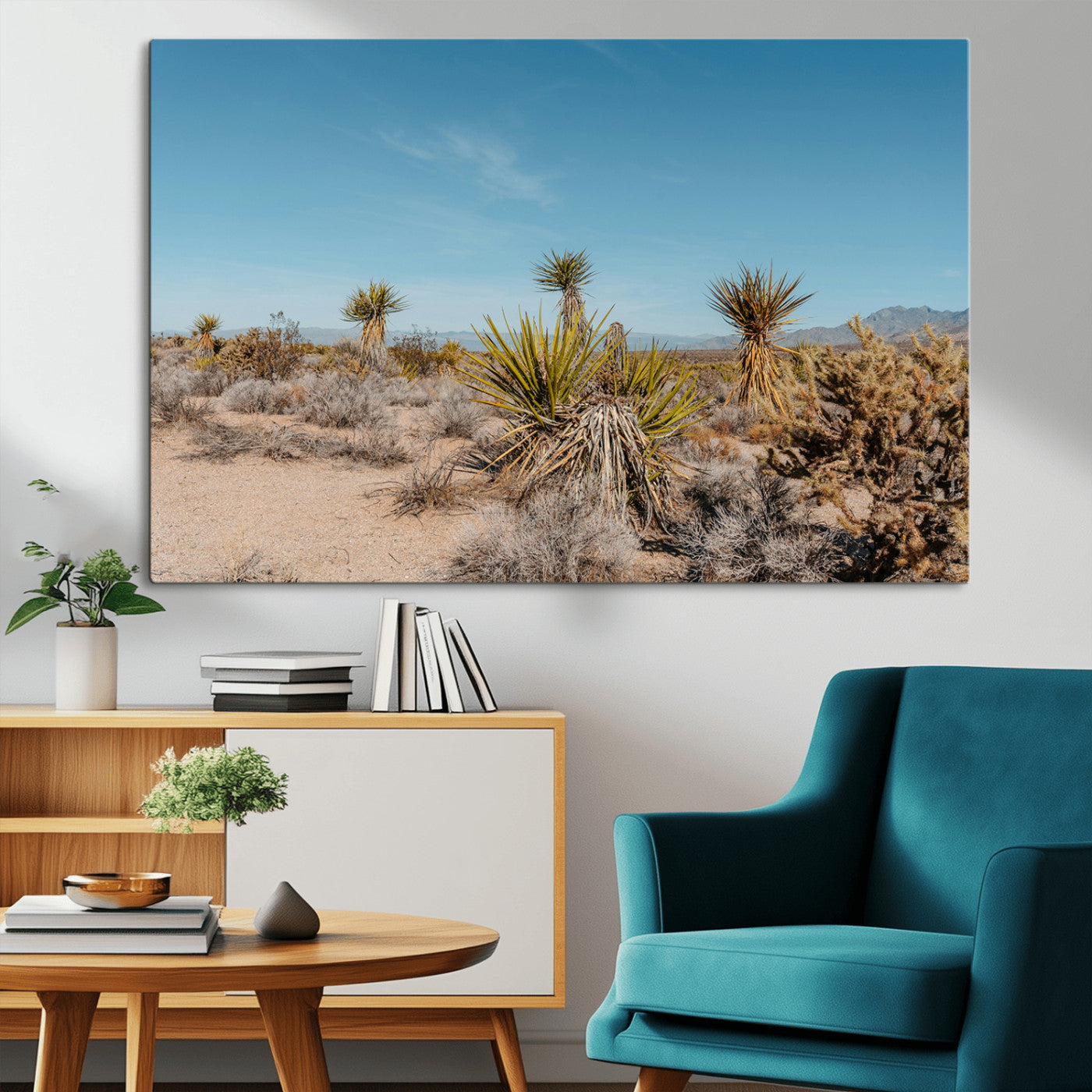 35156165-MGV-CV-36X24-Joshua Tree Wall Art Canvas Print – Framed Desert Landscape Warm Earth Tones Southwestern Minimalist Artwork for Home, Office