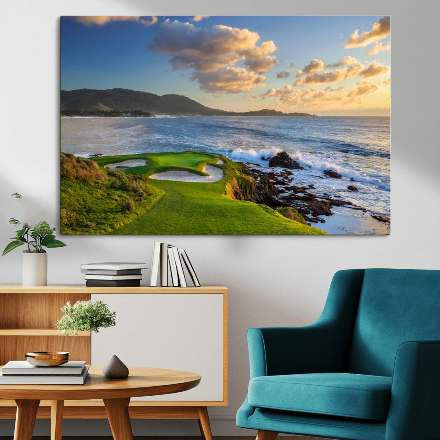 50107048-MGV-CV-36X24-Pebble Beach Golf Links Wall Art Canvas Print – Iconic Coastal Golf Course Artwork for Home, Office, Living Room