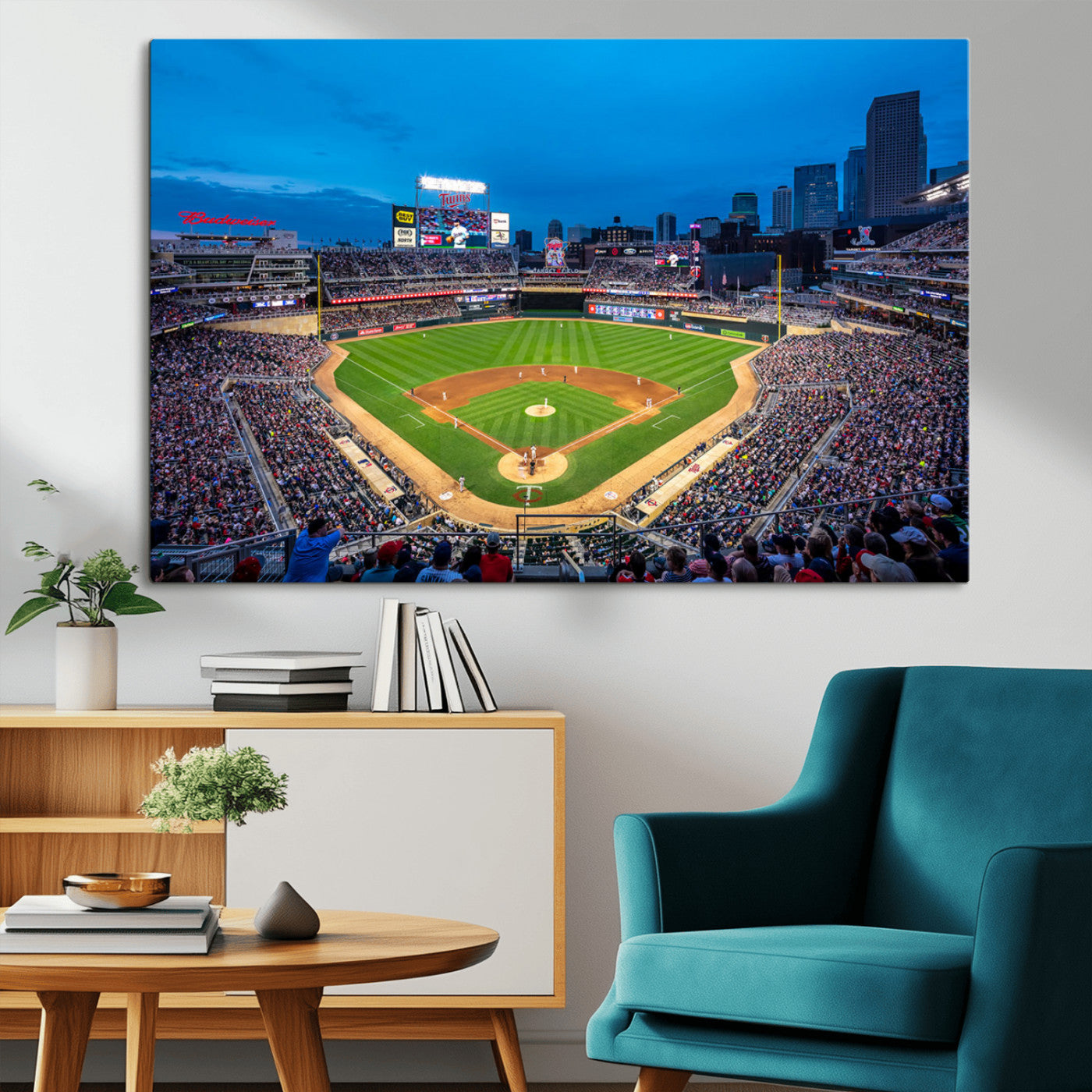 77273035-MGV-CV-36X24-Target Field Stadium Wall Art Canvas Print – Minnesota Twins Baseball Team Iconic Ballpark Scene for home, office