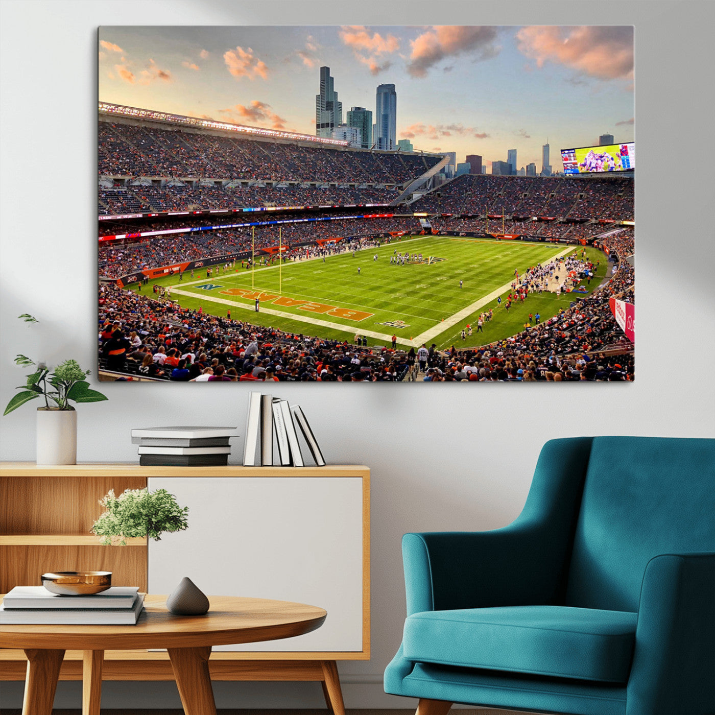-Chicago Bears Soldiers Field Wall Art Canvas Print – Framed Football Stadium Artwork for Home, Office, Living Room
