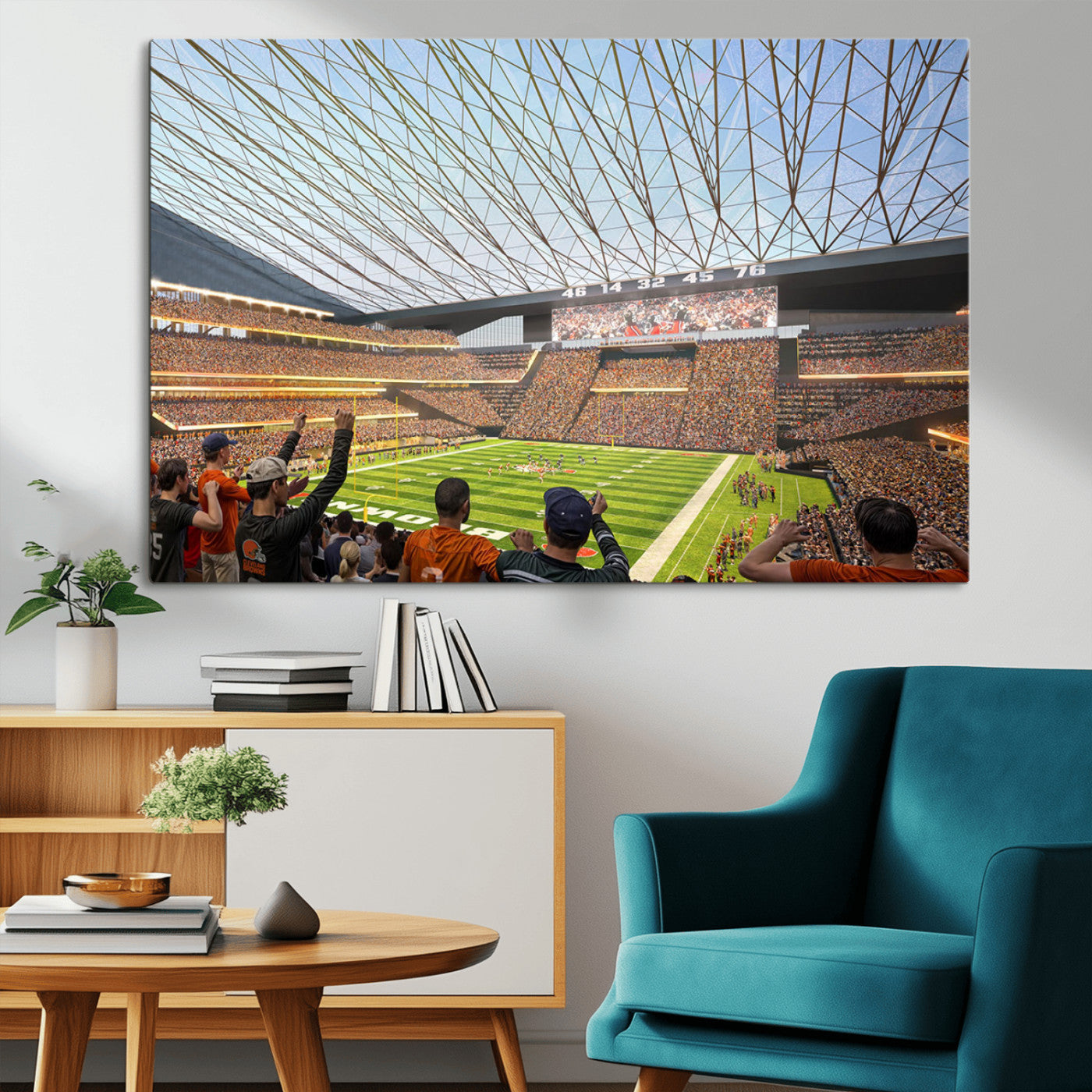 -Cleveland Browns Stadium Wall Art Canvas Print – Framed NFL Football Arena Artwork for Home, Office, Living Room