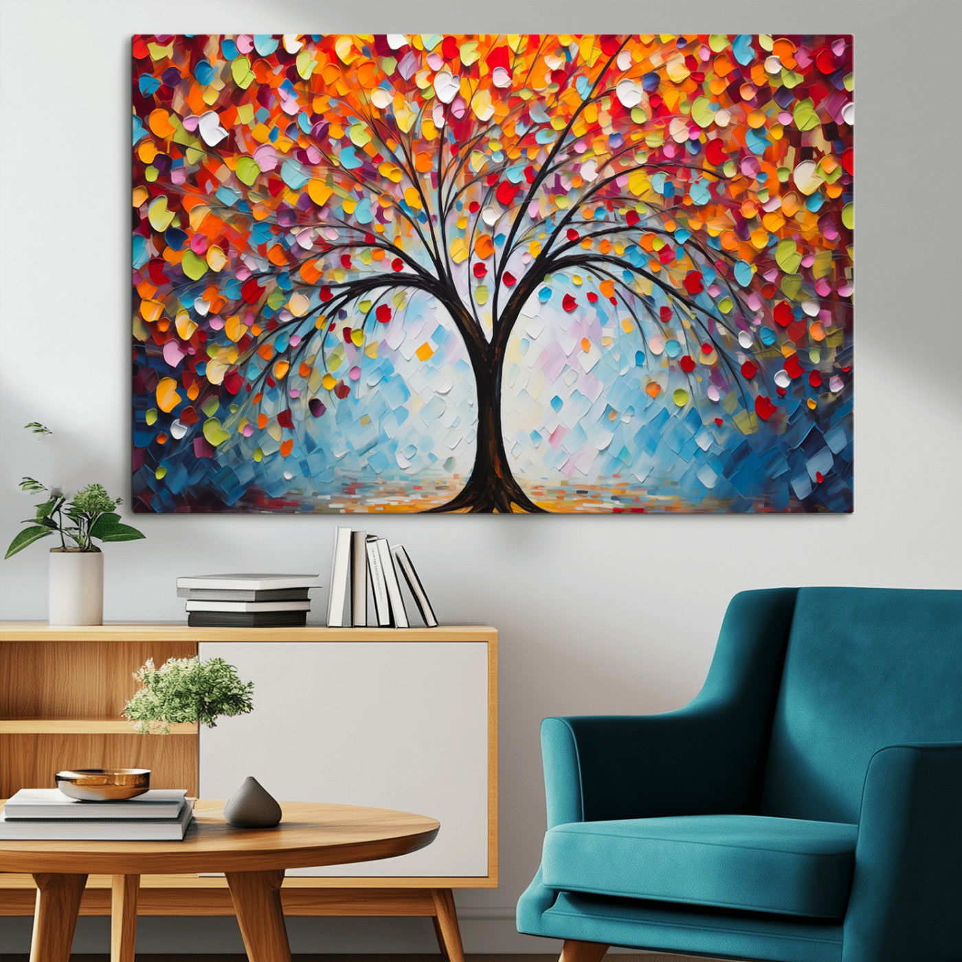 HS2447-MGV-CV-36X24-Vibrant Tree of Life Canvas Wall Art – Colorful Abstract Nature in Modern Decor - Ready to Hang