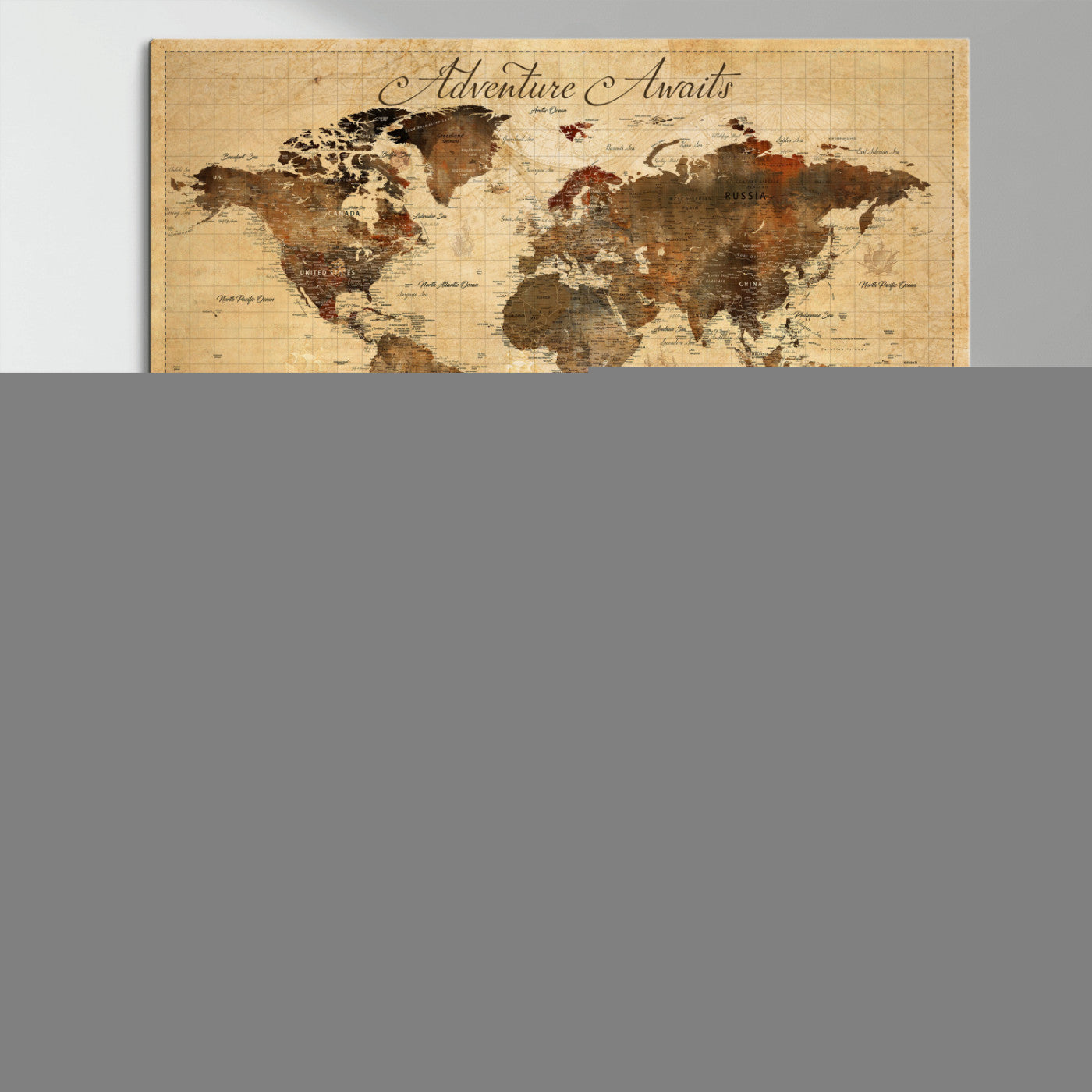 Rehber01-MGV-CV-36X24-Personalized World Map Canvas Wall Art – Custom Framed Push Pin Travel Tracker Print, Unique Gift for Home or Office Decor