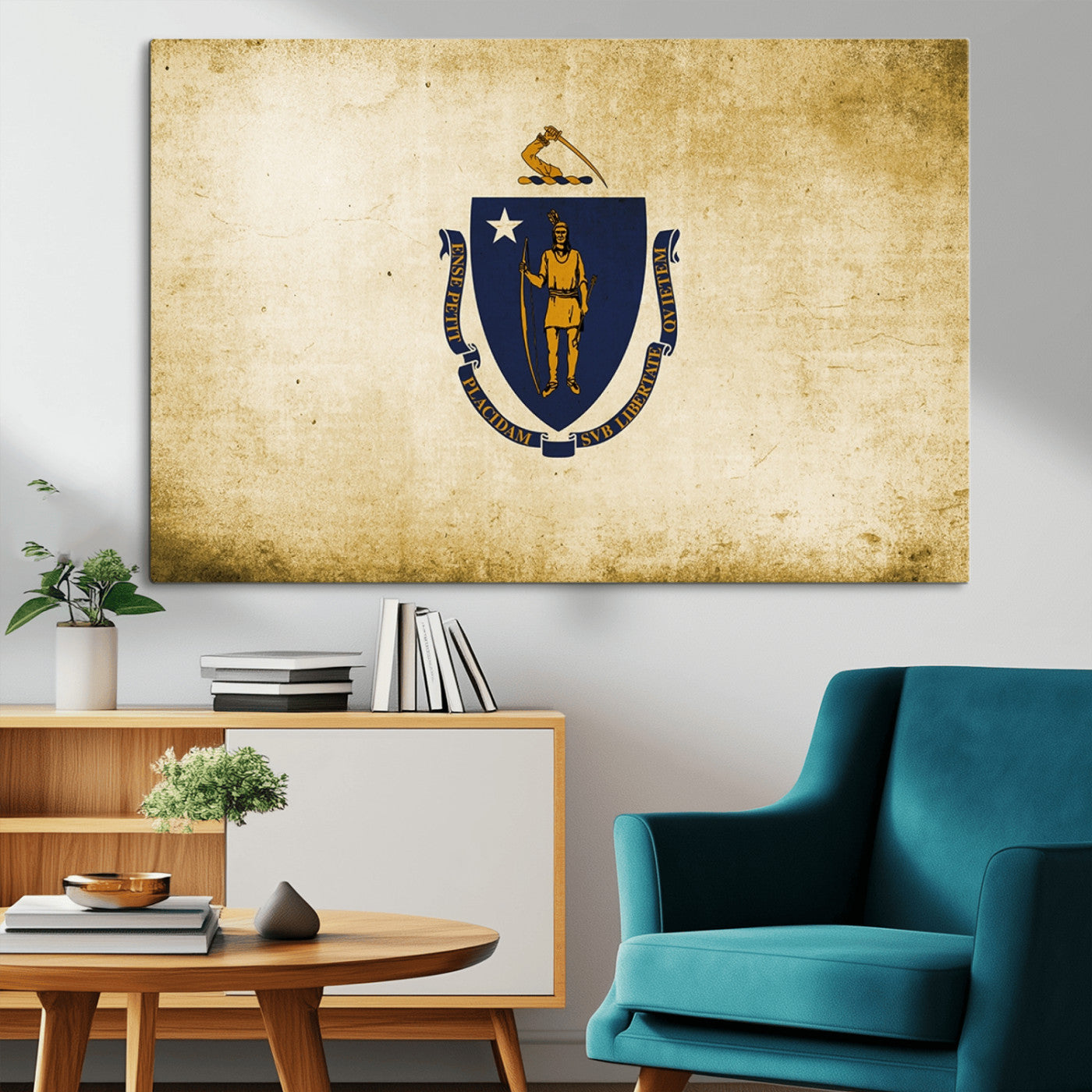 -Massachusetts Flag Wall Art Canvas Print