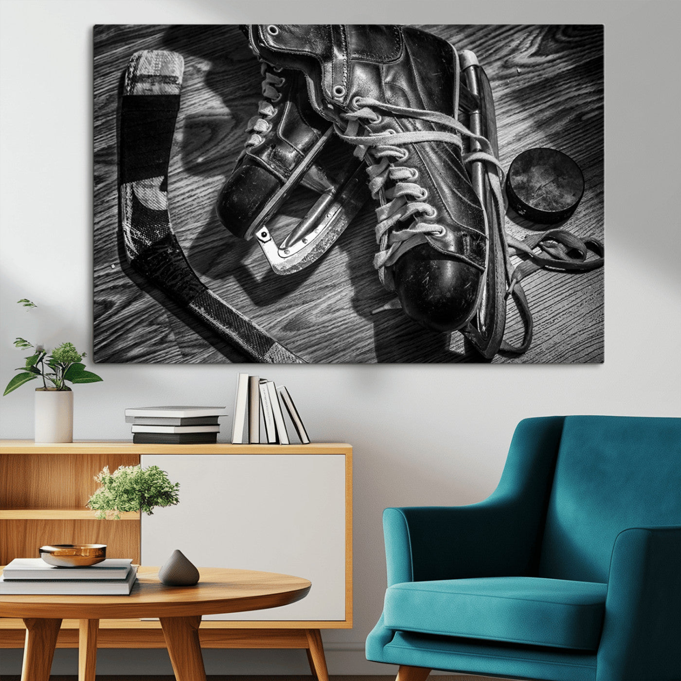 20553-MGV-CV-36X24-Old Pair of Mens Skates Wall Art Canvas, Men Skates Wall Art Print
