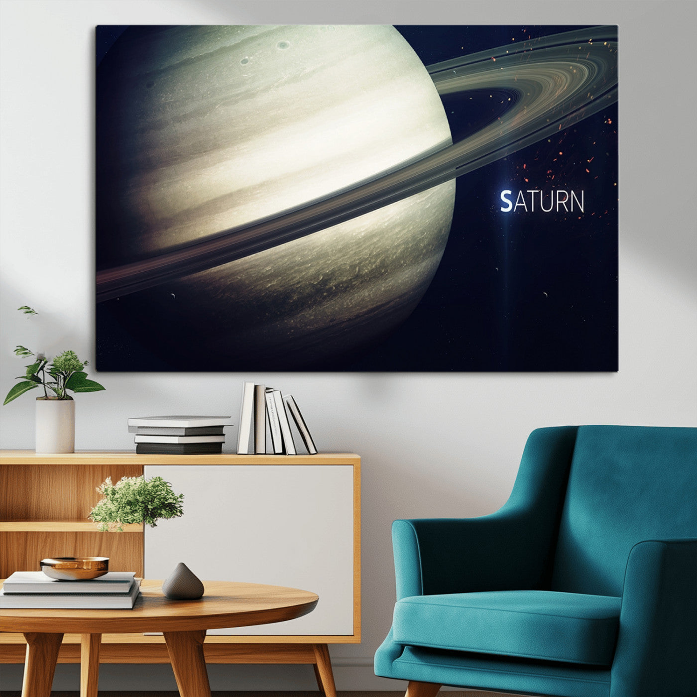 -Framed Saturn Wall Art Canvas Print