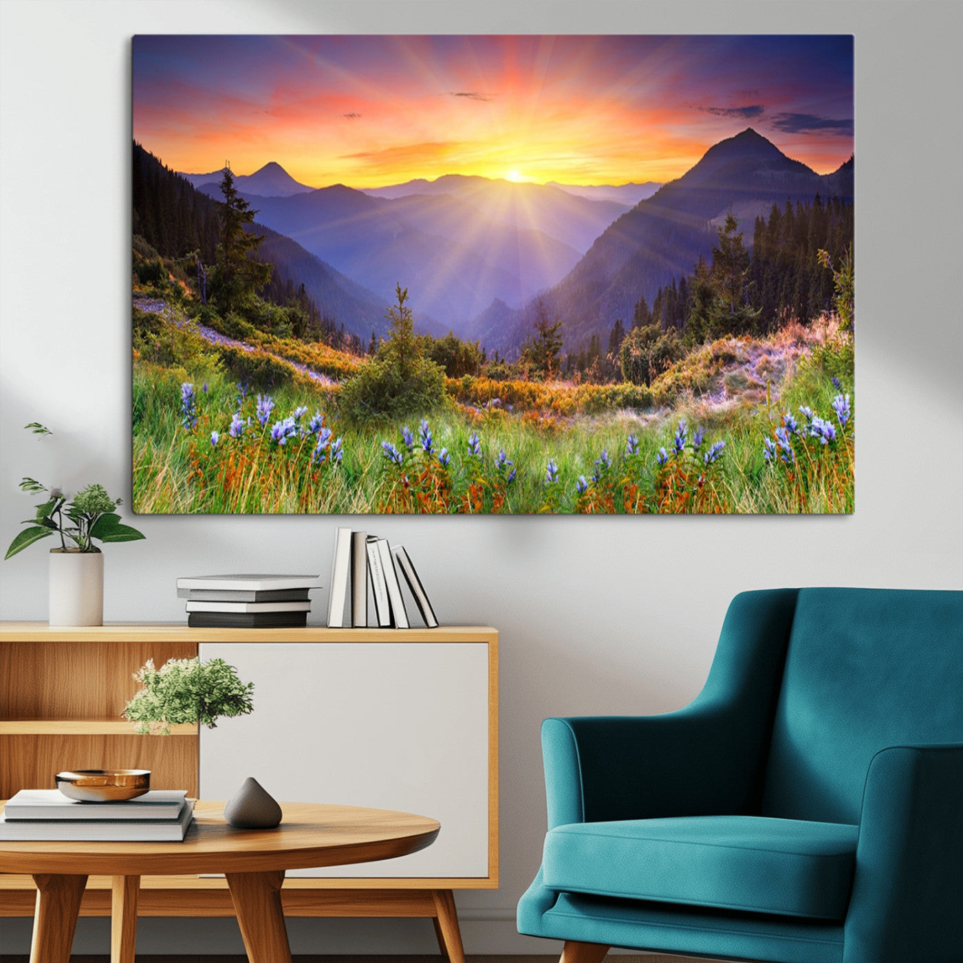 -Mountain and Spring Wall Art Canvas Print