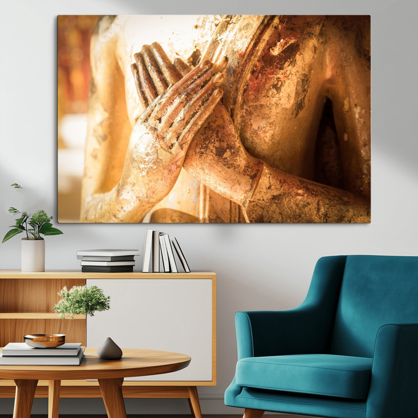-Buddha Statue Hands Wall Art Canvas Print