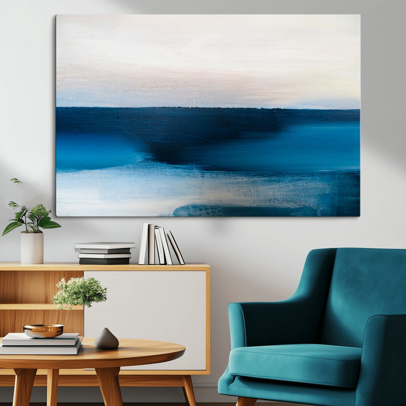 72452-MGV-CV-36X24-Dark Blue Abstract Wall Art Canvas Print