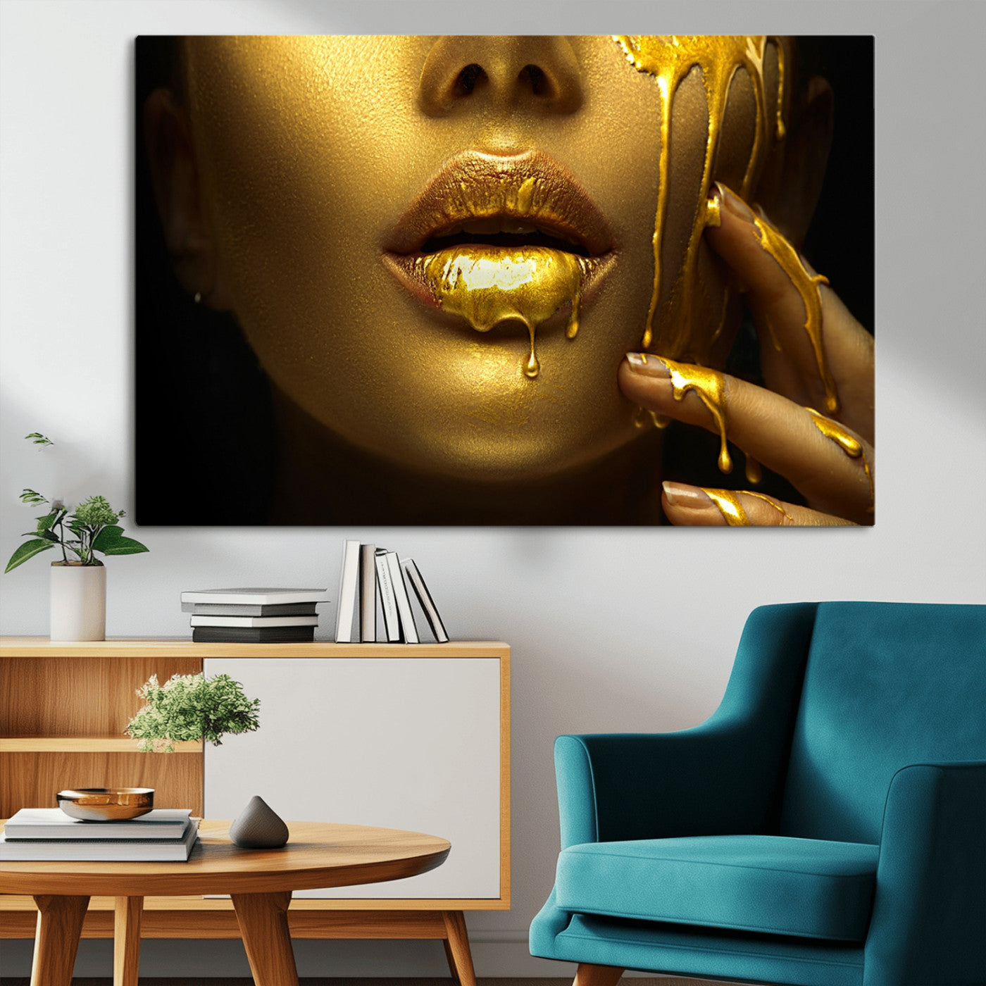 -Gold and Women Wall Art Canvas Print