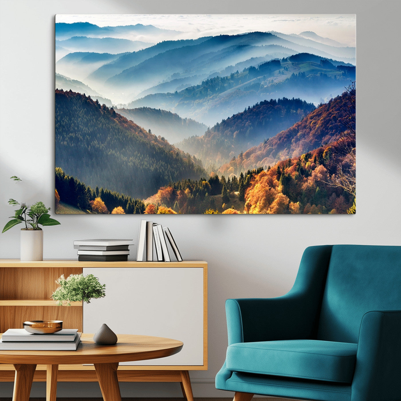 -Mountains Forest Autumn Wall Art Canvas Print