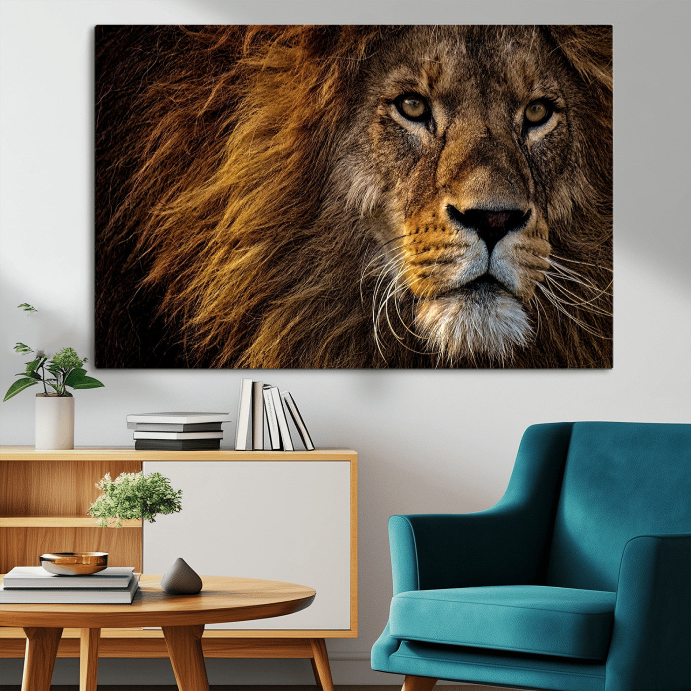 -Mighty Lion Wall Art Canvas Print – Majestic Animal Portrait Artwork for Home, Office, Living Room, Guest Room