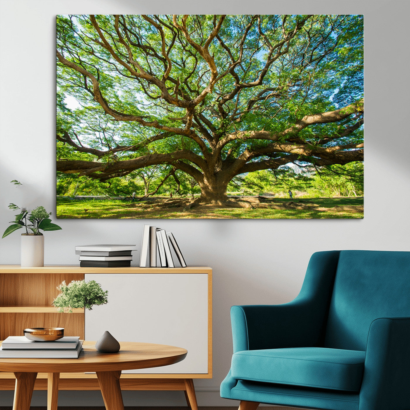 70569-MGV-CV-36X24-Majestic Oak Tree Wall Art – Serene Nature Canvas Print with Spreading Branches, Tranquil Forest Landscape Decor for Living Room or Office