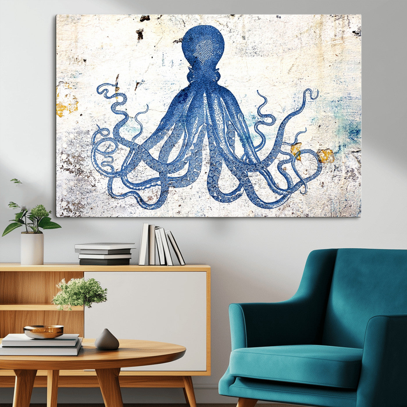 38211-MGV-CV-36X24-Octopus Canvas Wall Art | Coastal Marine Life Artwork for Living Room, Bedroom, or Office |