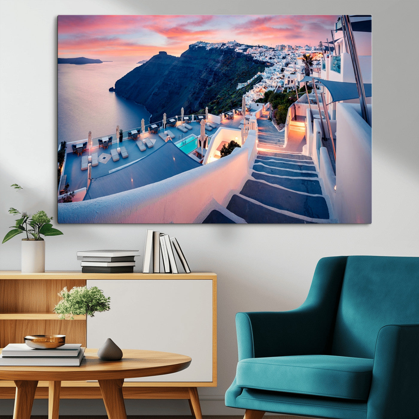 -Santorini Island Wall Art Canvas Print