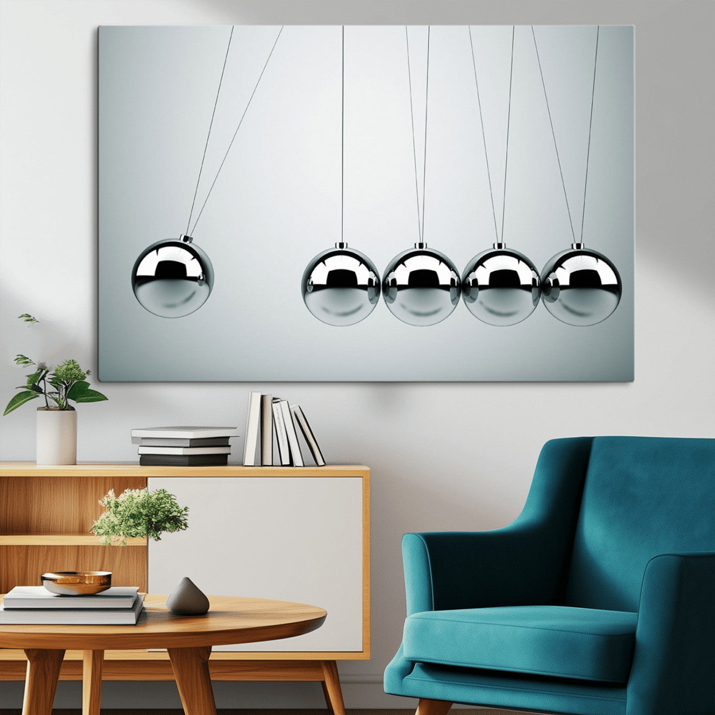 -Newton's Cradle Wall Art Canvas Print, Framed Newton Cradle Wall Art