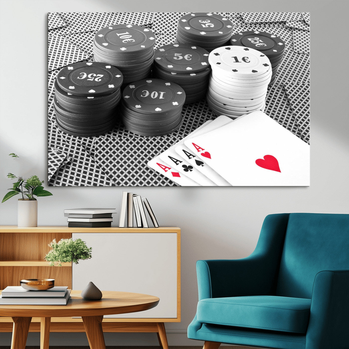 -Poker Game Cards Wall Art Canvas, Multi Panel Wall Art Canvas Print