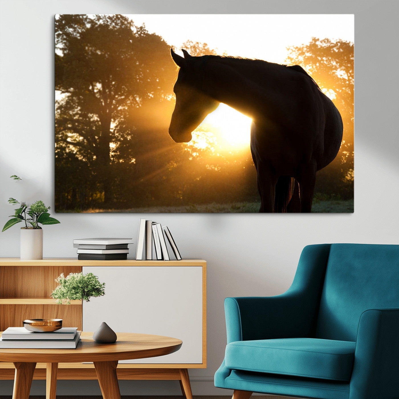 -Horse at Sunset Wall Art Animal Canvas Print