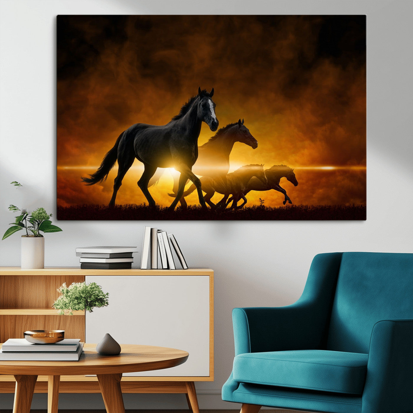 -Horse Wall Art Canvas Print, Multi Panel Animal Canvas Print