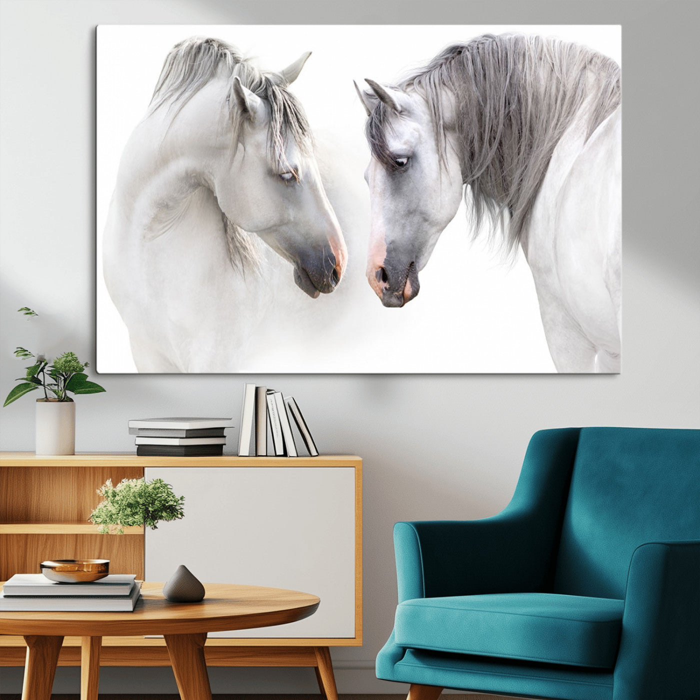 -White Horse Wall Art Animal Canvas Print